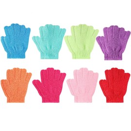 16 Pcs Exfoliating Bath Gloves Shower Gloves, 8 Colors Double Sided Exfoliating Gloves for Beauty Spa Massage Skin Shower Body Scrubber Bath Accessories, Made of Nylon