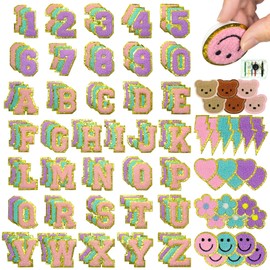 XENAFUMA 138PCS Self Adhesive Chenille Patches with Numbers for Parties and DIY - Cute Embroidered Applique