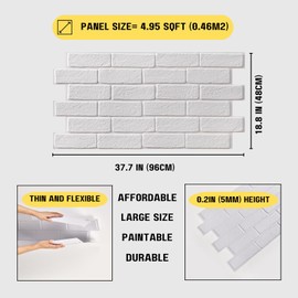 Finecraft Decor 10pcs (53sqft) 3D PVC Wall Panels for Interior Decor: Perfect for Kitchen Backsplash, Bathrooms, Living Rooms, Offices