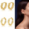 4PCS Gold Hoop Earrings Set for Women Chunky Gold Hoops
