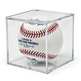 SPYMINNPOO Baseball Display Case, Acrylic Tennis Ball Display Holder, Square, Transparent, for Storage Box, UV Protection, Dustproof (White)