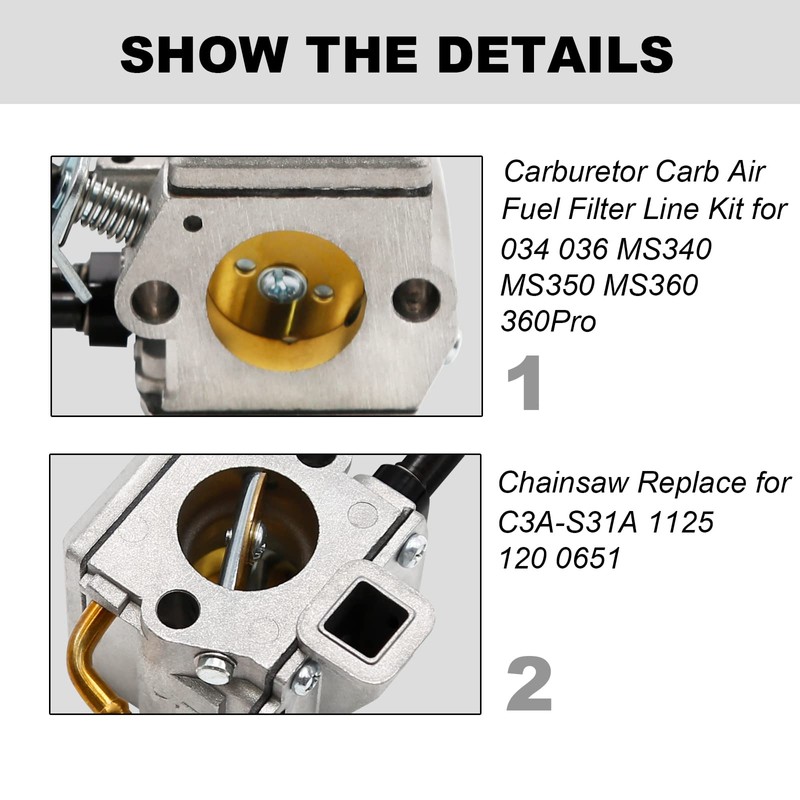 Carburetor Kit Replacement for Stihl 034 036 MS340 MS360 Chainsaw,