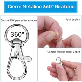 100 Argollas para Llaveros y Ganchos Giratorios, Aros para Llaveros Metal Broches para Hacer LlaverosAcero Inoxidable, Anillos de Metal para DIY Manualidades y Bisutería (50 Ganchos + 50 Llaveros)