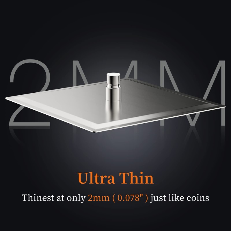 Derpras 16 Inch Square Rain Shower Head, 304 Stainless Steel,