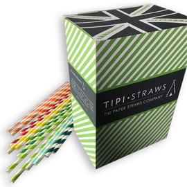 TIPI Straws 375 Box Classic Premium 20cm x 6mm Paper Straws - Rainbow Mix Disposable Biodegradable Straws