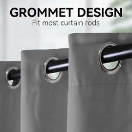 Hascemon Extra Long Blackout Curtains,Thermal Insulated Room Darkening Grommet High Ceiling Drapes, 2 Story Curtains for Living Room and Loft(1 Panel, Gray, 52"x240")