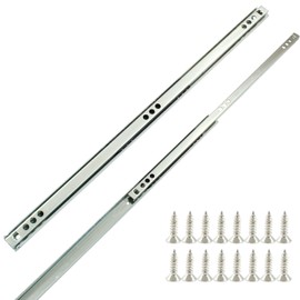 Dijedev 13.5 Inch Metal Drawer Slides, 2pcs Heavy Duty Ball Bearing Two Way Slide Track Rail, Silver, Side Mount, Steel