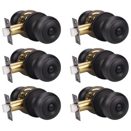 KNOBWELL 6 Pack Oil Rubbed Bronze Door Knobs with Privacy Lock, Bedroom & Bathroom Use