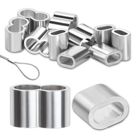 Pack of 10 rope clamps, 5 mm rope clamps for rubber rope, wire rope, cable, ideal for clamping and fixing, 8 figures rope clamps, rubber rope, wire rope clamp, crimping clamp, double sleeve