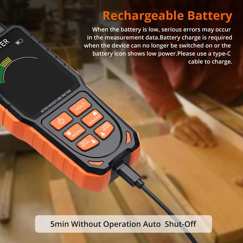 Proster Rechargeable Moisture Meter with Tri-Colour Display – Wall Damp