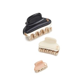 Alexandre de Paris Women's Set of 3 Hair Clips, Cream/Rose/Black, One Size