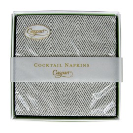 Caspari Jute Charcoal Paper Linen Boxed Cocktail Napkins - 30 Per Package, 2 Boxes