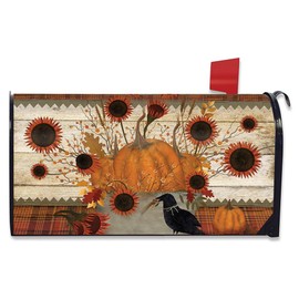 Briarwood Lane Primitive Pumpkins Autumn Magnetic Mailbox Cover Sunflowers Fall