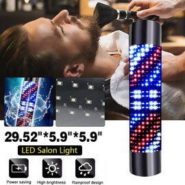 Barber Shop LED Pole Light,Hair Salon Outdoor Retro Barbershop Pole Illuminating Rotating Stripes Wall-Mounted Lamp, Waterproof-Rotating Barber Light Red Blue White 110v