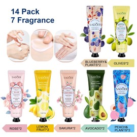 14 Pack Hand Cream Gift Set, Floral assorted Mini Hand Foot Cream, Christmas Gifts Day Night Cream Moisturizer for Winter Rough Dry Hands, Body Cream Gift Set for Birthday Mothers day Gifts (420ml)