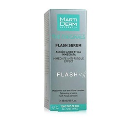 MartiDerm Flash Sérum Facial hidratante efecto antifatiga inmediata. Ácido Hialurónico + Silicio + Proteínas tensoras. Disimula arrugas e imperfecciones al instante - 15 ml