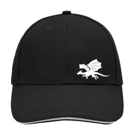 Huuraa Cappy Hat Dragon Silhouette Unisex Cap Size with Motif for Dragon Fans Gift Idea for Friends and Family, Black/Light Grey