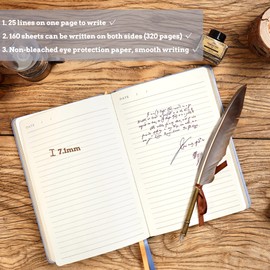 CAGIE Vintage Journal for Women, 320 Pages Hardcover Notebook, A5 College Ruled Journals for Writing (Light Blue, A5)