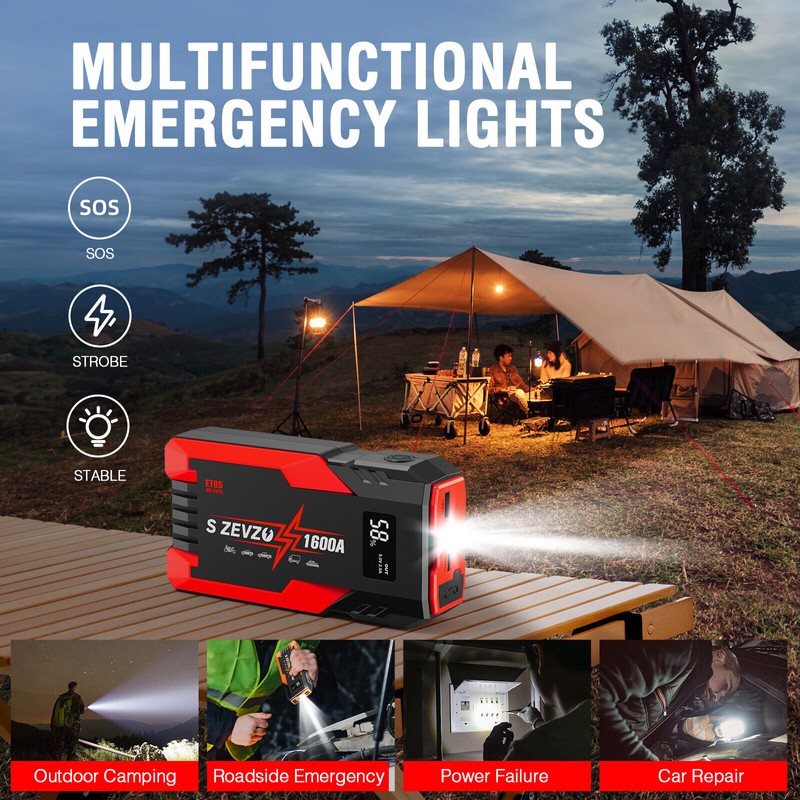 S ZEVZO ET05 Portable Car Jump Starter 1600A Battery Charger