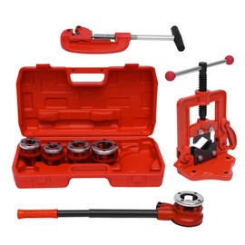 Professional Ratchet Pipe Threader Kit with 5 Iron Pipe Dies,Set Pipe Cutter Threading Tool 1/2" Up to 2",for Galvanized, PVC and PPR Pipes,Handheld Pipe Threading Tool