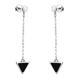 SOFIA MILANI - Women's Earrings 925 Silver with Zirconia Stones - Triangle Chain Earrings, Sterling Silver, Cubic Zirconia