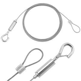 QWORK® 3 Pack 2m Φ1.5mm Heavy Duty Picture Hanging Wire Kit with Lockable Hooks for Frames, Mirrors, Lamps, Curtains and More, Hold Up to 30 KG