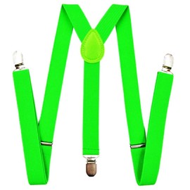 FNA Fashions Mens Ladies Unisex Adjustable Slim Braces Trouser Suspenders Clip On Fancy Dress (Green)