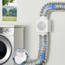 Metal Dryer Lint Trap & Catcher - Indoor Dryer Vent Kit with 90 Degree Dryer Vent Elbow,4" Hose & Clamps - Secondary Lint Box for Electric Dryers - Inline Lint Trap Box with Clear Window