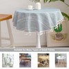 Hpxrom Rustic Linen Round Small Tablecloth Striped Embroidered Washable Blue