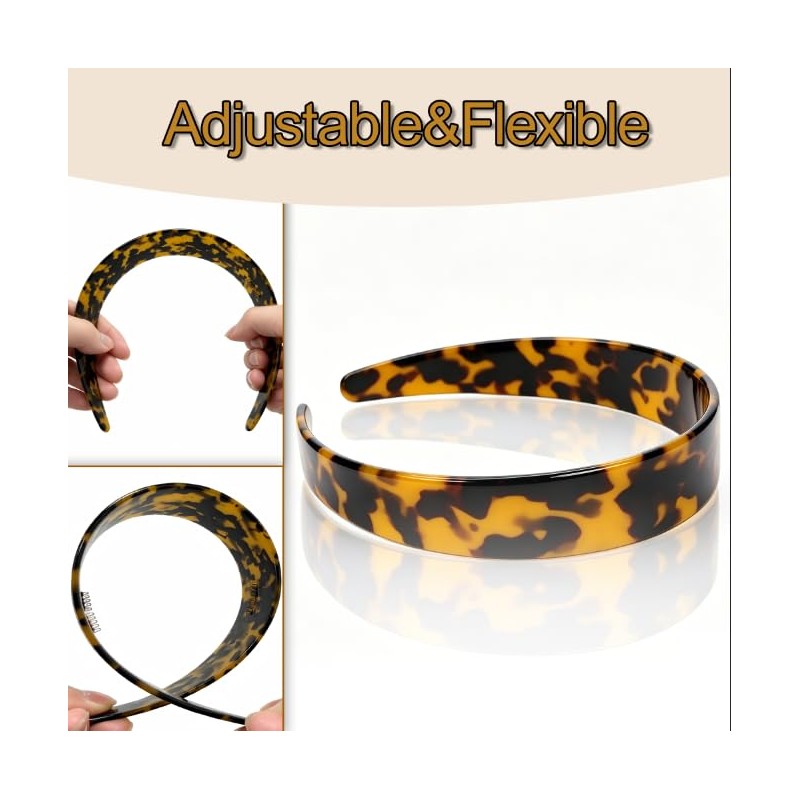 Lvnwrip Wide Tortoise Shell Headband with Teeth, Acetate Resin Hair