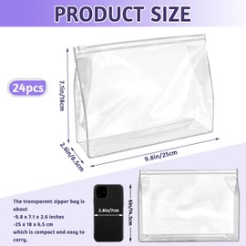 BadenBach 24 PCS Mini Clear Makeup Bag,9.8" x 7.1"x 2.6",Clear Organizer Pouches Small Waterproof Clear Zipper Pouches Plastic Cosmetic Organizer Bags with Zipper for Travel Toiletry Vacation Swimsuit