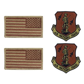 USAF Air National Guard OCP Spice Brown Patch and Reverse Flag Bundle (Military Issued)-Veteran Owned Business (2 Pack Bundle)
