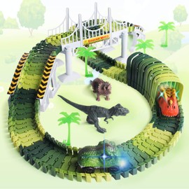 Track Car Replacement Only, LED Light Up Dinosaur Cars Compatible with Glow Magic Tracks & Most Tracks, Dino Cars accesories for racce Track Sets(2 Pack)