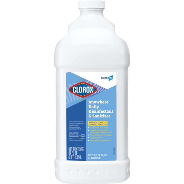 CloroxPro Disinfectant and Sanitizer, Anywhere Daily Clorox Disinfecting Liquid, Healthcare Cleaning and Industrial Cleaning, 64 Fl. Oz. - 60112