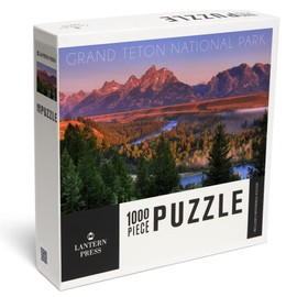 Grand Teton National Park, Wyoming, Sunset River and Mountains (1000 Piece Puzzle, Challenging Jigsaw Puzzle for Adults, Made in USA)