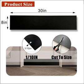 BAJIAOREN Silicone Rubber Door Kick Plate 8x30 Inch Self Adhesive Black Cut-to-Fit KickPlates for 27-30 32 Inch Wide Bottom of Doors Peel and Stick On 8''x30''