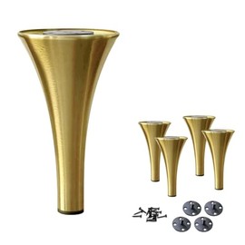 AKB Hardware Set of 4 Designer Metal Legs – Heavy Duty Furniture Legs for Sofa Tables, Coffee Tables, and DIY Projects – Modern Style with Easy Installation (Brushed Brass, 7" H)