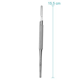 May Podiatry Scalpel Set: 10 x Gouge Blades Figure 3 Sterile Packed + 1 x Scalpel Holder with Round Handle Stainless Steel