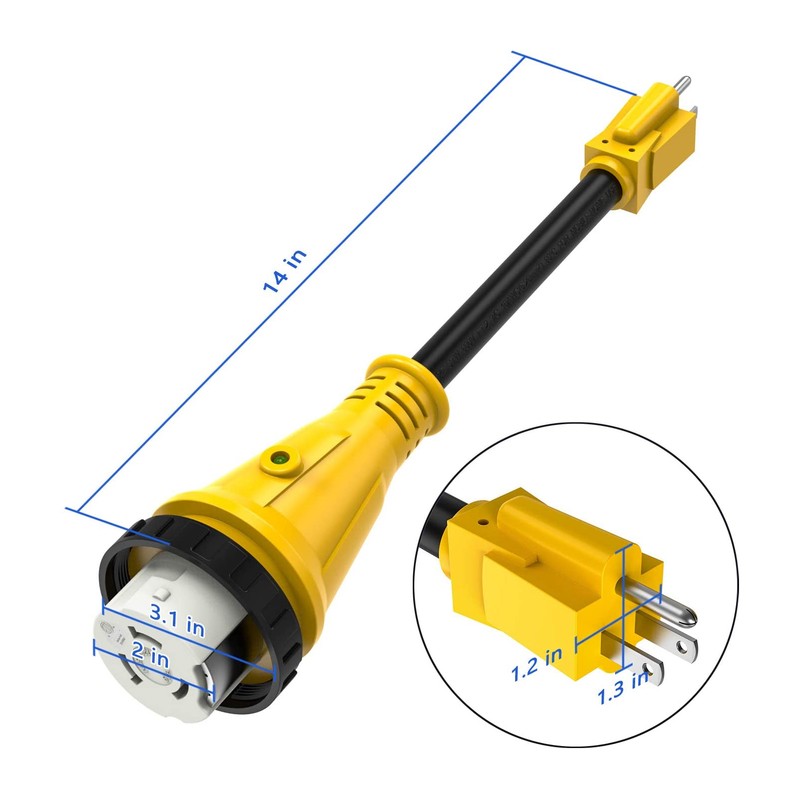 RV Plug Adapter Twisting Locking Receptacle Easily Carry Safety 15A