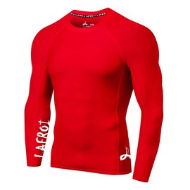 LAFROI Men's Long Sleeve UPF 50+ Baselayer Skins Performance Fit Compression Rash Guard-CLYYB (Asym Red, XL)