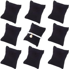 Beebeecraft 8Pcs Watch Small Pillow Velvet Watch Bracelet Pillow for Jewellery Display (3.14x3x1.8 Inch, Black)