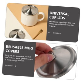 COLLBATH 2pcs Stainless Steel Cup Covers Reusable Heat-resistant Lids for Mugs Protectors for Home Office Travel Easy Clean Leakproof Design