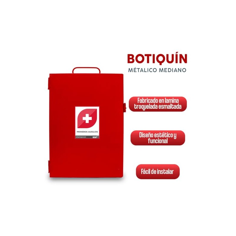 Botiquín Seguro Mediano Metálico Rojo