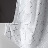 White Shower Curtain with Geometric Silver Foil Moroccan Tile Pattern