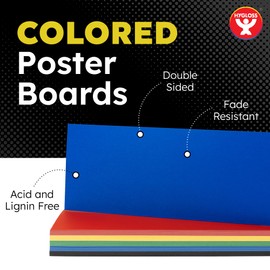 Hygloss Small Colored Poster Board 4x11-50 Assorted Standard Color Poster Boards Bulk Pack - Red, Yellow, Green, Blue, Black - 10 Pt. Thickness Poster Board Paper - Posterboard Multipack 4" x 11"