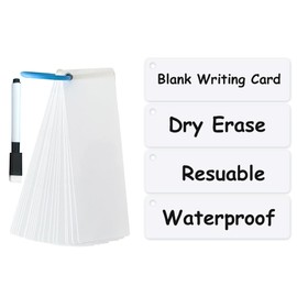 Lachilly 20Pcs Dry Erase Reusable Blank Strip Card, Laminated Reusable Blank Study Guide&Note Cards for School, Work, Housework, to Do Lists, DIY Teaching Aids, Cardstock 2x7 inch