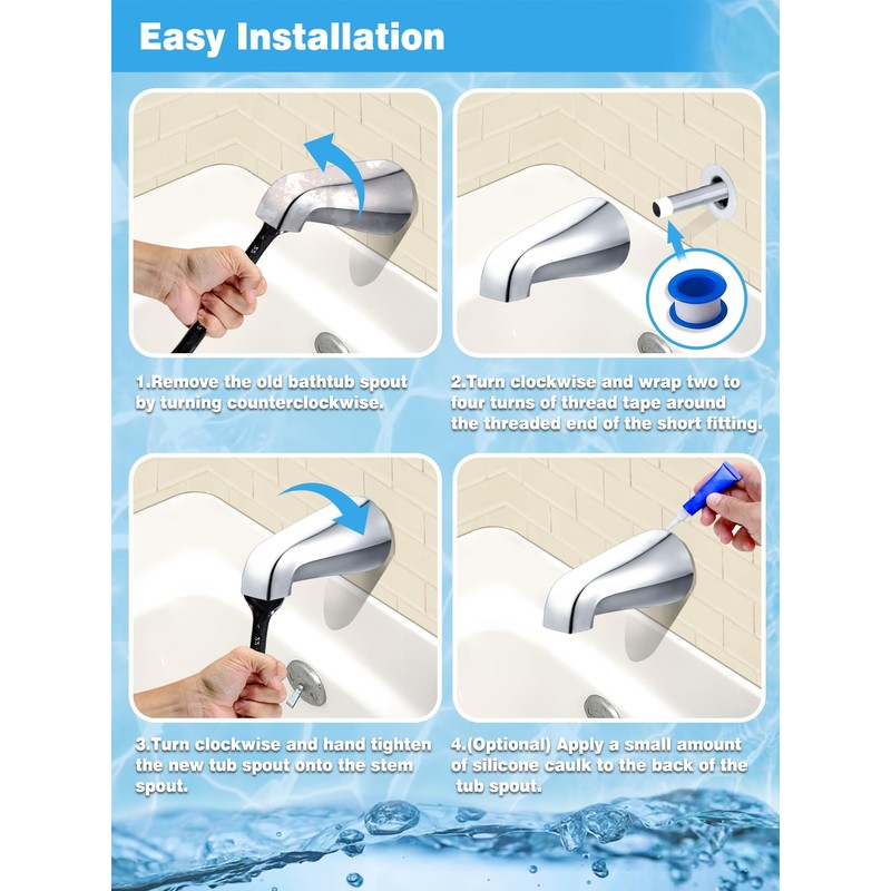 Universal Tub Spout with 5 in 1 Adapter, Bathtub Faucet