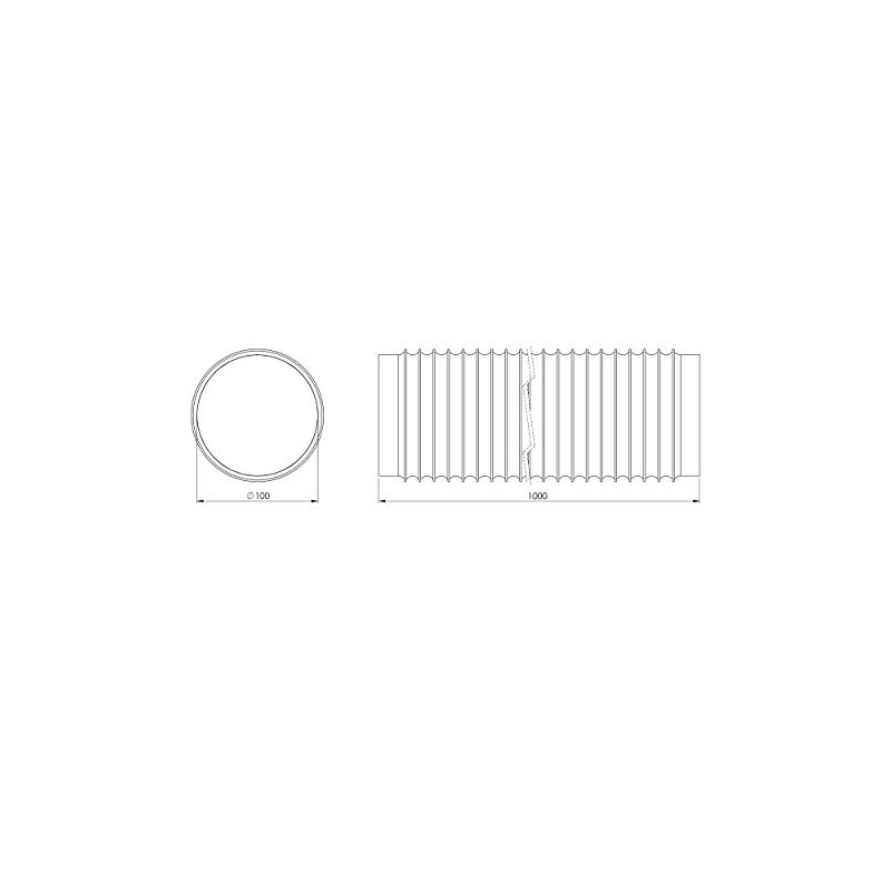 Diameter 100 mm, 1 m PVC ventilation hose, flexible hose,