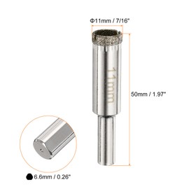 HARFINGTON 5pcs Diamond Drill Bit Hole Saw 7/16"(11mm) Tile Core Cutting Drilling Tool for Glass Ceramic Marble Porcelain Tile Quartz Gemstone Aquariums