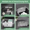 304 Stainless Steel Utensil Holder, Silverware Drying Rack with Hooks